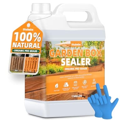 Shabebe Garden Box Sealer 1 Gallon, Non-Toxic & Plant-Based Waterproofing Wood Sealer for Raised Garden Beds, Planters & Pet Shelters, Long-Lasting Protection Against Water, Sun & Weather Damage