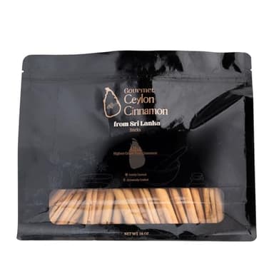 Gourmet Ceylon Cinnamon Premium Alba Grade Ceylon Cinnamon Sticks from Sri Lanka 16 oz. True Cinnamon Quills (5-Inch Cut) Artisanal, Family-Farmed & Hand-Crafted