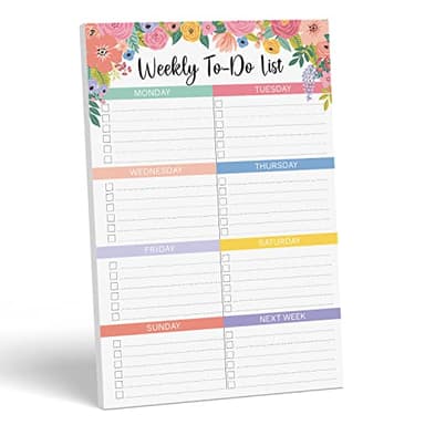Sweetzer & Orange Floral Weekly To Do List Notepad. Magnetic Weekly Scheduler Task pad with Daily Planner Agenda Squares. 9x6” Day Scheduler 2026 - Student Journal, Work Notebook, and Checklist Notepad