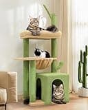 Globlazer F46A Cactus Cat Tree Tower | 46-Inch Sturdy Cat Condo with Scratching Posts, Hammock, and Anti-Tip Kit | Ideal for Small Spaces & Large Big Cats | Premium Quality Materials, Green