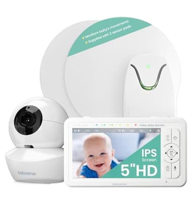Babysense True Sleep HD Video Baby Monitor with Camera and Audio & Baby Sleep Breathing Movement Monitor, No Wifi, Non Wearable Non Contact Monitoring with 2 Under-Mattress Sensors, Full Crib Coverage