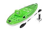 Bestway Hydro-Force Inflatable Koracle Kayak | 1 Person Inflatable Boat Set for Fishing with Hand Pump, Paddle and Carry Bag, Green, Black, 285 x 92 x 57 cm