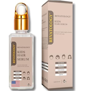 REVATOLOGY Kids & Babies Leave-In Growth & Conditioning Serum (Made in USA) Hair Growth Product with 30 Botanicals | Anti-Dandruff & Anti-Frizz for Curly/Thin/Thick Hair | Chemical & Cruelty-Free