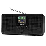 LEMEGA IR4S Stereo WiFi Internet Radio,FM Digital Radio, Spotify Connect, Bluetooth Speaker, Dual Alarms Clock, 40 Presets, Headphone-Output, Batteries or Mains Powered – Black Finish
