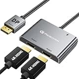 Reborn DisplayPort to Dual HDMI Adapter 4K@60Hz Display Port to HDMI 1 in 2 Out Splitter for Dual Monitor Extended Display, DP Source to 2 HDMI Adapter with PC, Graphics Card, HP and More