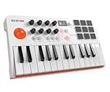 HXW EMK-25 Bluetooth MIDI Keyboard Controller With 25 Key, 9 Backlit Beat Pads, 8 Knobs, Software Included, USB Powered/Battery Operation for Music Production