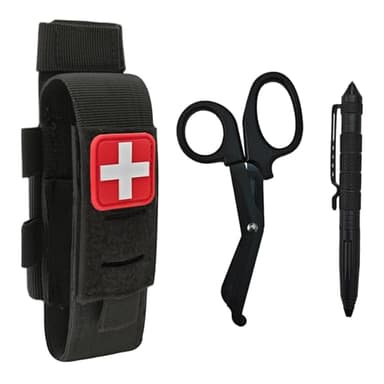 ELVO Molle Tourniquet Holder, Tactical TQ Pouch, Small IFAK TQ Holder,Trauma Medical Shear Pouch with EMT Shears and Pen