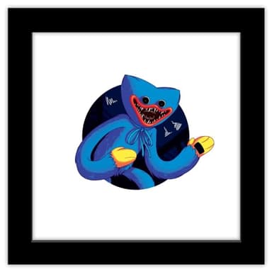 Trends International Gallery Pops Poppy Playtime - Huggy Wuggy Sticker Wall Art, Black Framed Version, 12" x 12" Gallery Pops Wall Art