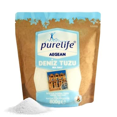 Purelife Iodized Organic Sea Salt Fine Ground – Unrefined Kosher Sea Salt for Cooking & Baking | Aegean Harvested, Gluten-Free, Ideal for Paleo, Keto, Vegan Diets – 1.76 lbs