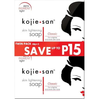 Kojie San Skin Brightening Soap - Original Kojic Acid that Reduces Dark Spots, Hyperpigmentation, & Scars with Exfoliating Soap Net Included - 65g x 2 Bars