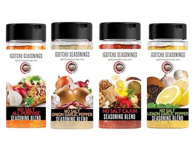 Igotchu Seasonings – The No Salt Bundle | 100% Sodium-Free, All-Natural Seasoning Set for Healthy Cooking | Salt-Free Spice Blend Variety Pack for Chicken, Vegetables, Meat & More | Low Sodium Flavor Mix Made in USA.