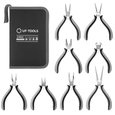 SOONAN 8 Pieces Mini Pliers Set, Jewelry Making Tools with Needle Nose Pliers, Wire Cutters, Round Nose Pliers, Bent Nose Plier