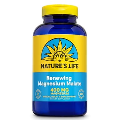 NATURE'S LIFE Renewing Magnesium Malate 400 mg - Bioavailable Magnesium Complex - Bound with Malic Acid for Bones, Muscles, Nerve Function and Heart Health Support - 60-Day Guarantee, 125 Servings