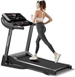 UMAY Fitness Home Folding Incline Treadmill with Pulse Sensors, 3.0 HP Quiet Brushless, 300 lbs Capacity (Black or Gray) (Black)