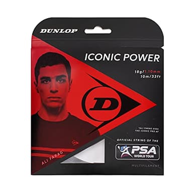 Dunlop Sports Iconic Power Squash String, 18G, Black, 32' Set