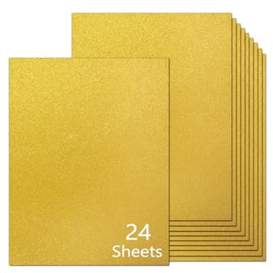 Gold Glitter Cardstock 8.5 x 11 Thick Paper, 24 Sheets Sparkly Cardstock No Shed for Card Making, Crafts, DIY Art Project,Birthday, Wedding Party Decor 92 lb/250 gsm