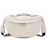 Eslcorri Crossbody Bags for Women - Fashion Sling Purse Shoulder Bag Fanny Pack Leather Causal Chest Bum Bag with Adjustable Wide Strap for Workout Traveling Running Shopping - off white