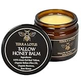 Terra Lotus - Organic Grass-Fed Beef Tallow Balm with Raw Honey - Moisturizing Cream for Soft, Smooth Skin - Handmade All-Natural Moisturizer (2 Oz, Unscented)