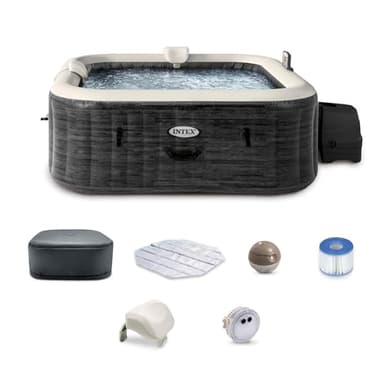 INTEX PureSpa Greystone Deluxe Inflatable Hot Tub, with with Built-in FastFill Inflation System, Spa Control App, and 4 Person Capacity, 83" x 28"