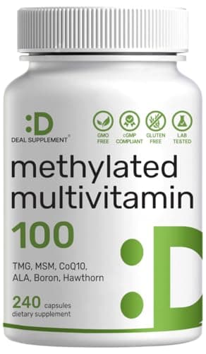 DEAL SUPPLEMENT Methylated Multivitamin for Men & Women, 240 Capsules | 100% DV Vitamins & Minerals | Activated B-Complex & Chelated Minerals, with CoQ10, TMG & ALA | Non-GMO, cGMP Manufactured