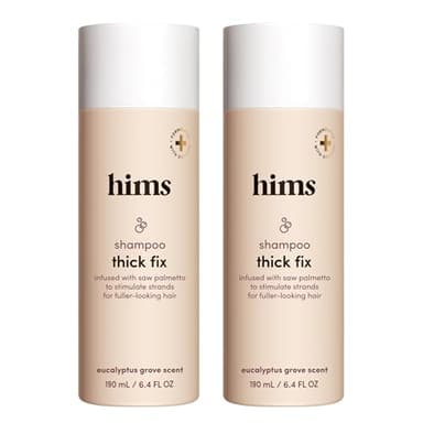 hims Thick Fix Shampoo - Saw Palmetto for Healthy Hair Growth & Thickening - Scalp Cleansing - Vegan, Sulfate-Free & Cruelty-Free - Eucalyptus Scent, 2 pack 6.4 fl oz
