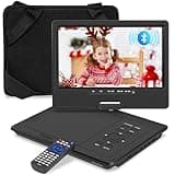 12.5" Portable DVD Player, Bluetooth Headrest Video Players with 10.1" Swivel Screen, 5 Hours Rechargeable Battery, DVD Player for car, Regions Free, Car DVD Player Supports SD/USB/Sync TV