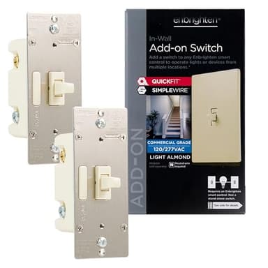 Enbrighten Almond Add-On Switch, QuickFit & SimpleWire, Z-Wave/Zigbee, Not A Stand Alone Switch, 2 Pack, 85096