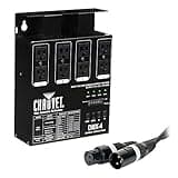 CHAUVET DJ DMX-4LED 4-Channel Dimmer Pack with 50' DMX Cable, Indoor Use, LED Light Source, 4 Channels, 15A Max, Black, Standalone Box, Lighting Controller, Dimmer Pack