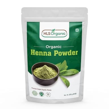 HLS Henna Powder (Lawsonia Inermis) for Natural Orange-Red Hair Color | Certified Organic | 227 Gms / 0.5 LB/ 8 Oz, No Chemicals or Additives, For Hair