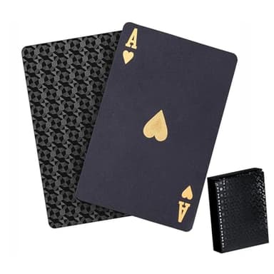 QkonkgnS Diamond Black Waterproof Playing Cards - HD Plastic Deck of Poker Cards, Professional Quality, Elegant Design, Perfect for Card Games & Gifts (Black)