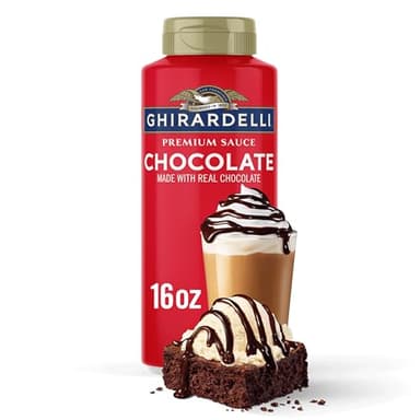 GHIRARDELLI Premium Dessert Sauce 16 oz Bottle, Chocolate – Rich Dessert & Coffee Topping Made with Real Chocolate