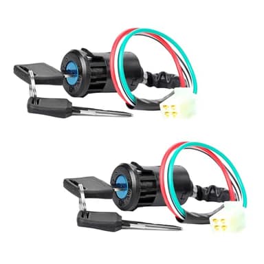 povtii 2PCS Motorcycle Ignition Switch, 4 Wires Key Ignition Switch with 2 Keys, Key Locking Starter Switch Replacement for 50cc to 250cc, Motorcycle Accessories for Dirt Bike Scooter
