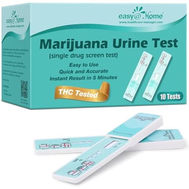 Easy@Home Marijuana Drug Test Kit for Urine - THC Tests for Home Use (10 Pack), Weed Detox Testing Kits with 50 ng/ml Cutoff Level, #EDTH-114