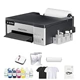 RocRow L8 DTF Printer, A4 Transfer Printing Machine, L8058 with White Ink Mixing, Automatic Cleaning for DIY Print, Includes Heat Press, Ink, Film, T-Shirt