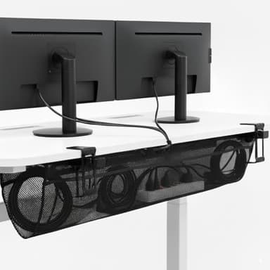 VIVO No Drill Clamp-on 44 inch Mesh Net Under Desk Cable Management Wire Organizer, Adjustable Home Office Standing Desk Cord Storage Sleeve, Black, DESK-AC44MH