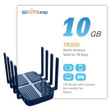 wiSIMLeap 4G WiFi 6e Router CPE LTE Cat 12 and Portable WiFi AX3000 Store RV Gaming Router for Wireless Internet vSIM Include Local and Roaming Pay as You GO Mifi Hotspot 10GB for North America