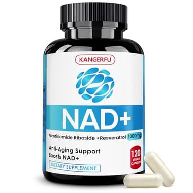 KANGERFU NAD+ Supplement 1000MG | 12-in-1 Complex with Nicotinamide Riboside NR, Resveratrol, Berberine, Quercetin - NAD Resveratrol Supplement for Anti-Aging, Energy, Focus - 119 Capsules