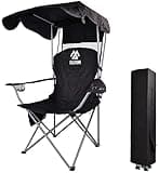 Elevon Camp Chairs with Shade Canopy Chair Folding Camping Recliner Support with Carrying Bag, Black