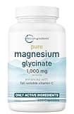 Pure Magnesium Glycinate 1,000mg Per Serving, 300 Capsules | Enhanced with Vitamin C | Only Uses Active Ingredients | Filler Free Supplement | 100% Chelated for Max Absorption