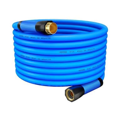 YOTOO Heavy Duty Hybrid Garden Water Hose 5/8-Inch by 75-Feet 150 PSI Kink Resistant, Flexible with Swivel Grip Handle and 3/4" GHT Solid Brass Fittings, Blue
