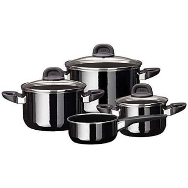 Silit Modesto Line 4-Piece Saucepan Set with Glass Lids Silargan Functional Ceramic Induction Saucepan Black