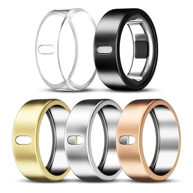 ZOOROO 5 Pack Cover Compatible with Oura Ring Gen 4/Oura Ring Gen 3/3 Horizon, Support Charging with Cover on, Anti-Scratch TPU Protector for Women Men (Clear+Silver+Black+Gold+Rosegold, Size 8)