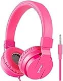 gorsun Kids Headphones, Lightweight Stereo Wired Toddler Headphones, Adjustable Headband Children's Headset for Smartphones Computer Pad Earphones(Pink)