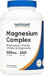 Nutricost Magnesium Complex 500mg, 240 Capsules - Magnesium Oxide, Citrate, and Glycinate - Gluten Free and Non-GMO