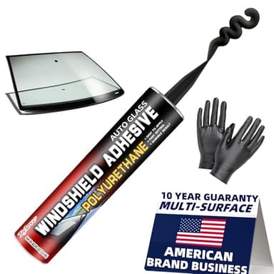 Windshield Urethane Adhesive Sealant - Quick Curing & Weather Resistant and Professional Strength Auto Glass Glue for Vertical & Overhead Application, Windshield Repair Kit with Gloves,10.5Oz Black