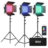 GVM RGB LED Video Light Kit, Dimmable Photography Lighting with APP Control, 680RS 50W 3 Packs Led Panel Light for YouTube Studio, Video Shooting, Gaming, Streaming, Zoom, Broadcasting, Conference