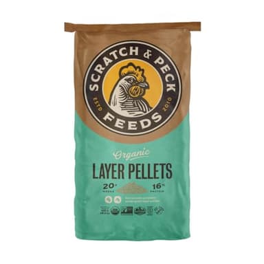Scratch and Peck Feeds Whole Grain Layer Pellets Chicken and Duck Feed - 25 lbs Bag - Corn-Free and Soy-Free - 16% Protein, Certified Organic and Non-GMO Project Verified Chicken Food