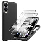 RTYJZ for Cricket Debut S3 Case with 2 Pack Tempered Glass Screen Protector Shockproof Soft Silicone Protective Phone Cover Case for Cricket Debut S3, Black