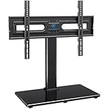 PERLESMITH Swivel Universal TV Stand Mount for 32-80 Inch LCD OLED Flat/Curved Screen TVs up to 99lbs-Height Adjustable Table Top TV Stand/Base with Tempered Glass Base&Wire Management,VESA 600x400mm