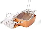 5-Piece Non-Stick Copper Infused Ceramic Titanium 9.5" Square Casserole Fry Pan Set